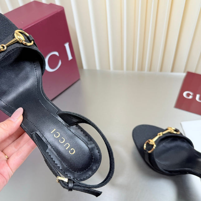 GUCCI 26S SLINGBACK PUMP 105 MM IN BLACK GG CANVAS