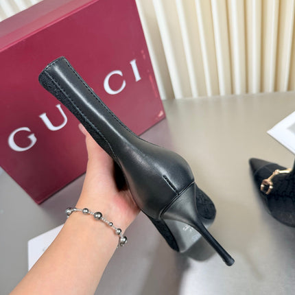 GUCCI 26S HORSEBIT BOOTS 105 MM IN BLACK LEATHER AND CANVAS