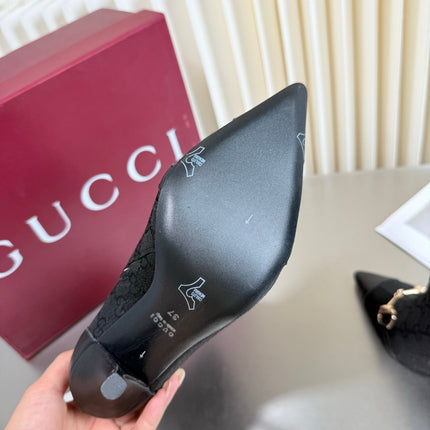 GUCCI 26S HORSEBIT BOOTS 105 MM IN BLACK LEATHER AND CANVAS