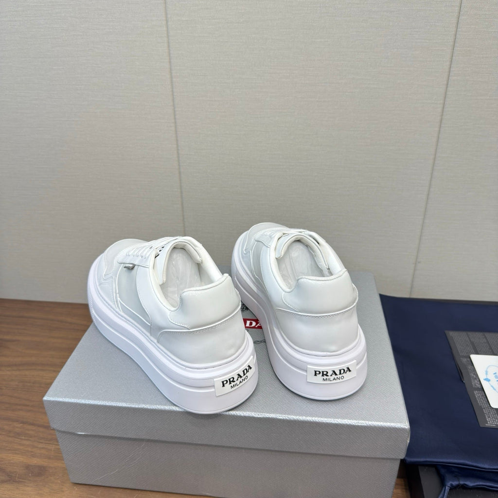 PRADA 25S DOWNTOWN BOLD SNEAKERS 45MM IN WHITE CALFSKIN