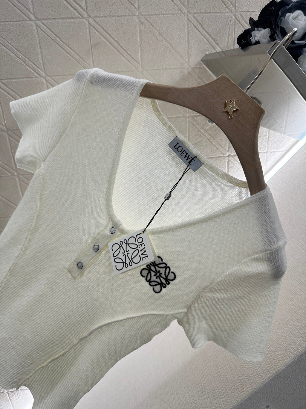 Loewe 25 T-Shirt V-Neck White Cotton