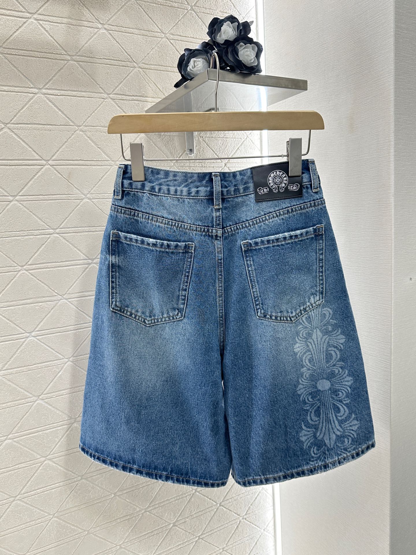 CHROME HEARTS HIGH-WAIST LASER-CUT DENIM PANTS