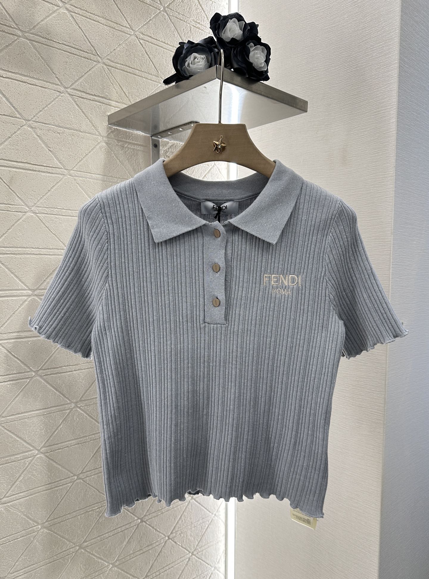 FENDI KNIT SWEATER WITH SHORT LACE SLEEVES 272911