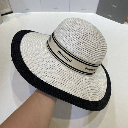 MIUMIU 26S WIDE-BRIM STRAW HAT IN WHITE 343683