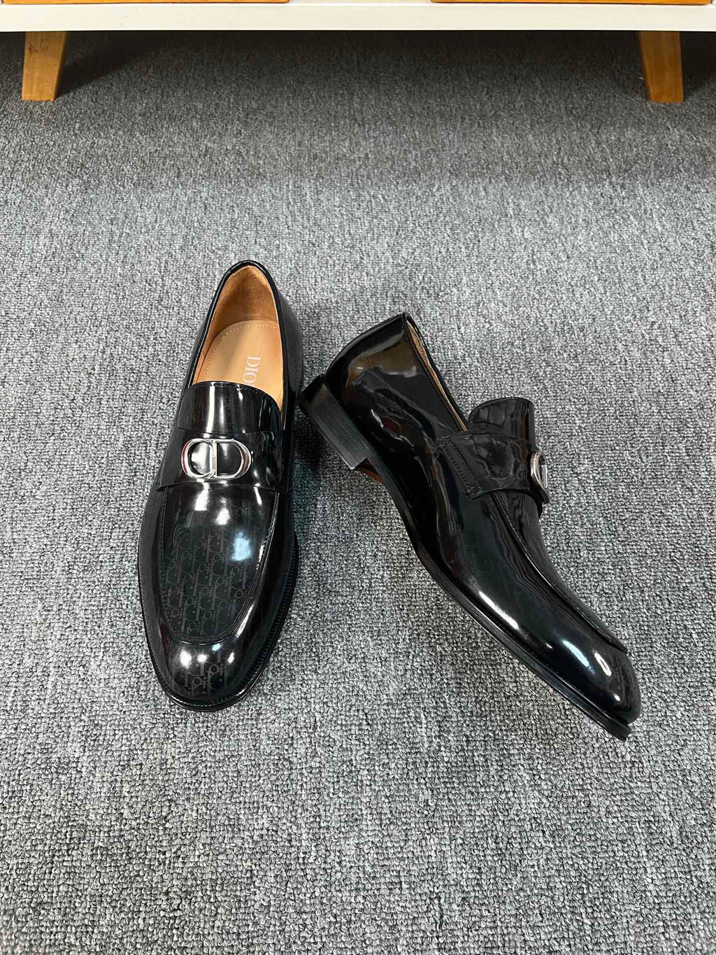 CD SYMBOL GRANVILLE LOAFER  GLOSSY BLACK MONOGRAM LAMBSKIN