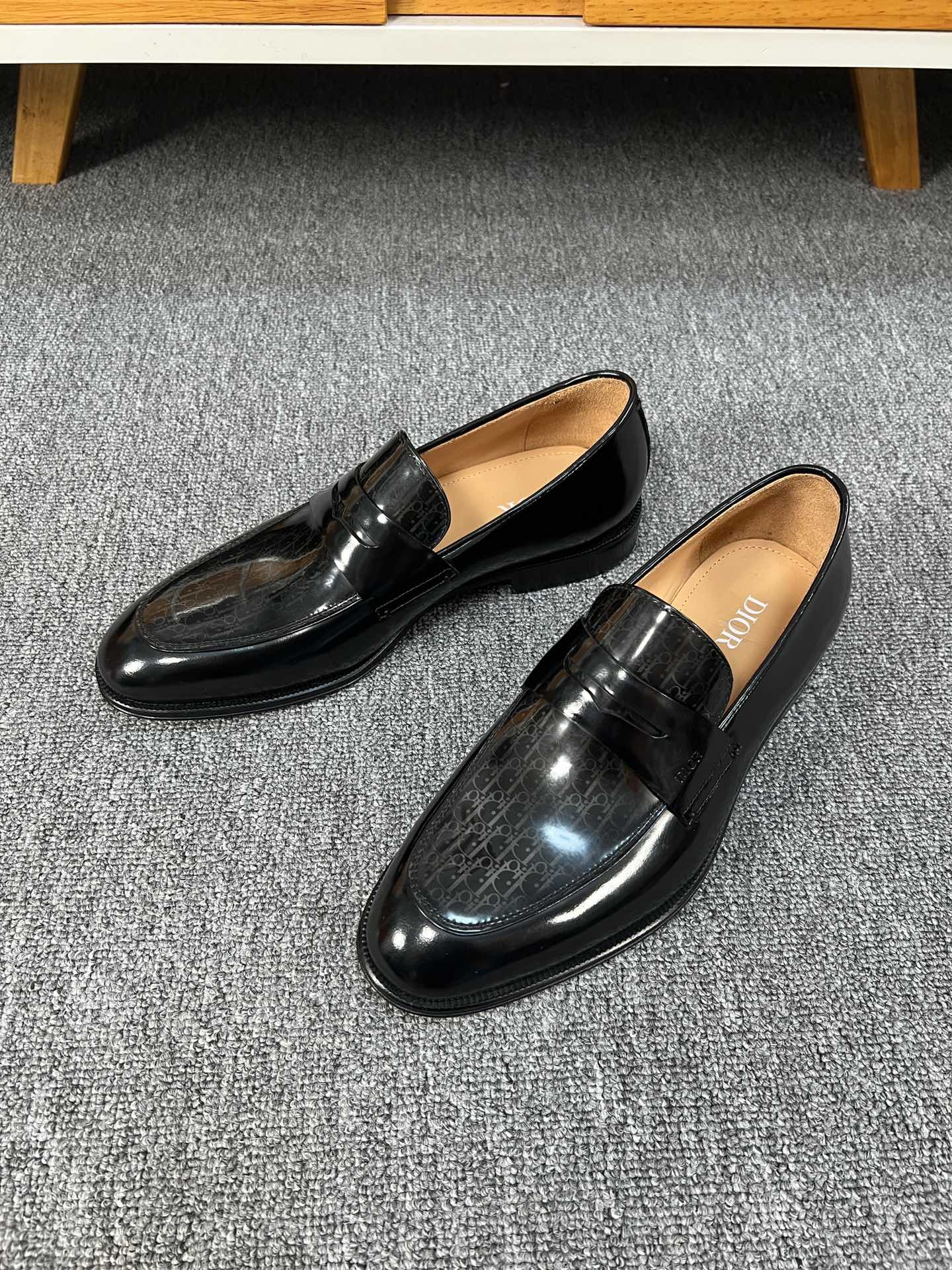 CD GRANVILLE LOAFER  GLOSSY BLACK MONOGRAM LAMBSKIN