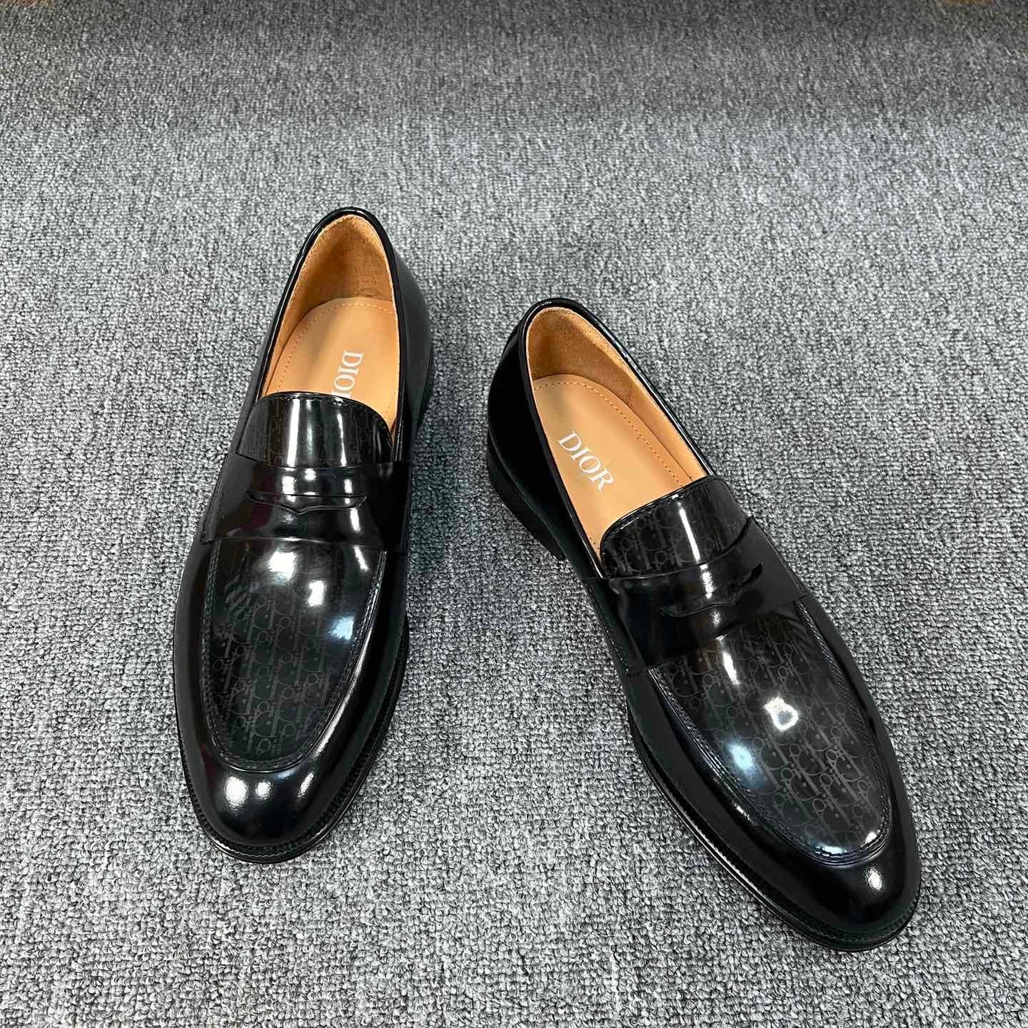 CD GRANVILLE LOAFER  GLOSSY BLACK MONOGRAM LAMBSKIN