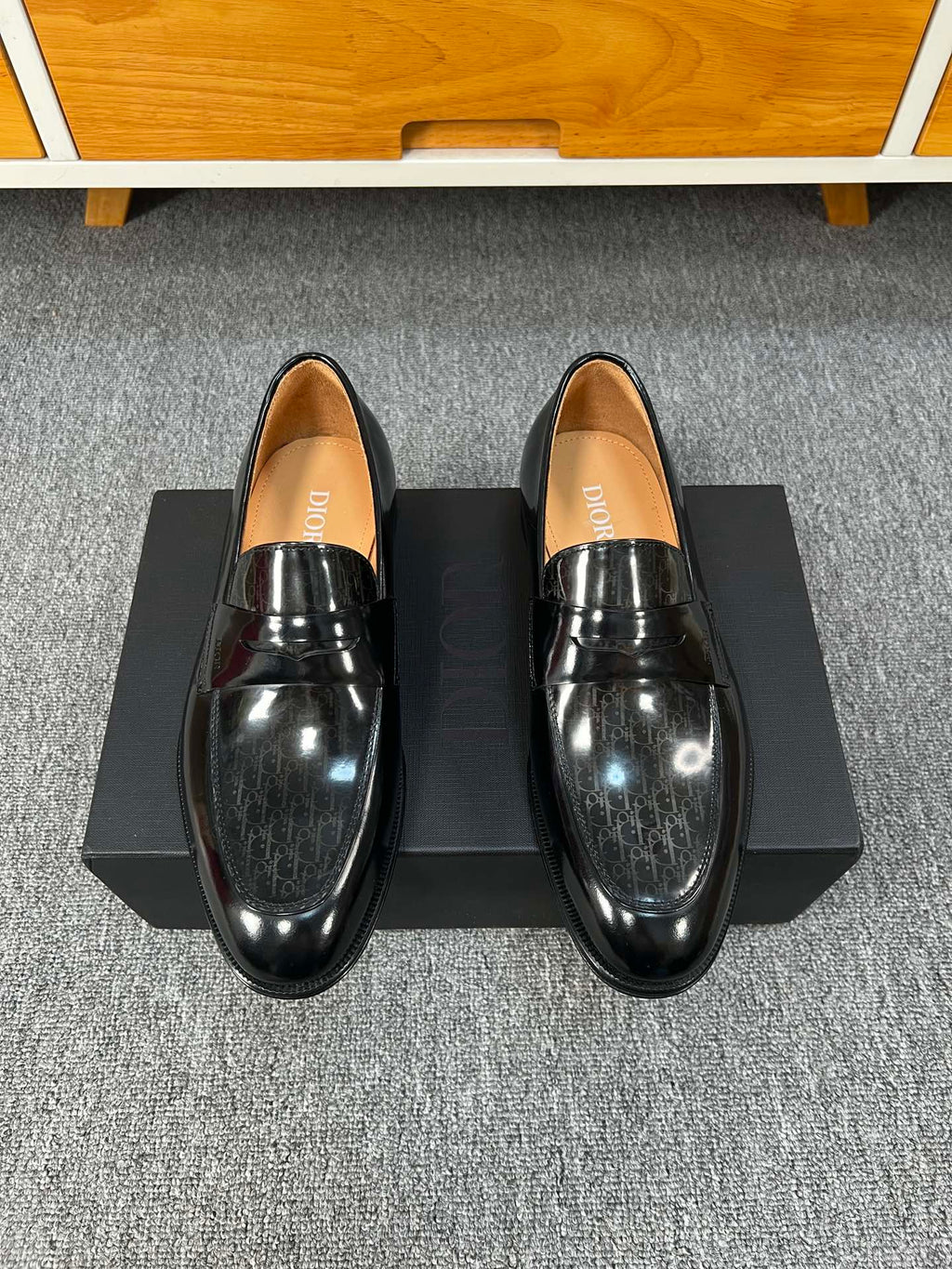 CD GRANVILLE LOAFER  GLOSSY BLACK MONOGRAM LAMBSKIN