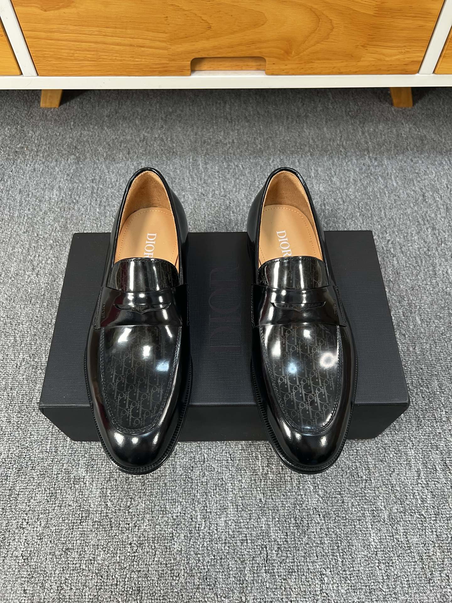 CD GRANVILLE LOAFER  GLOSSY BLACK MONOGRAM LAMBSKIN
