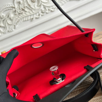 ZIP CABINE 31 BAG IN CLASSIC RED CANVAS AND BLACK CALFSKIN