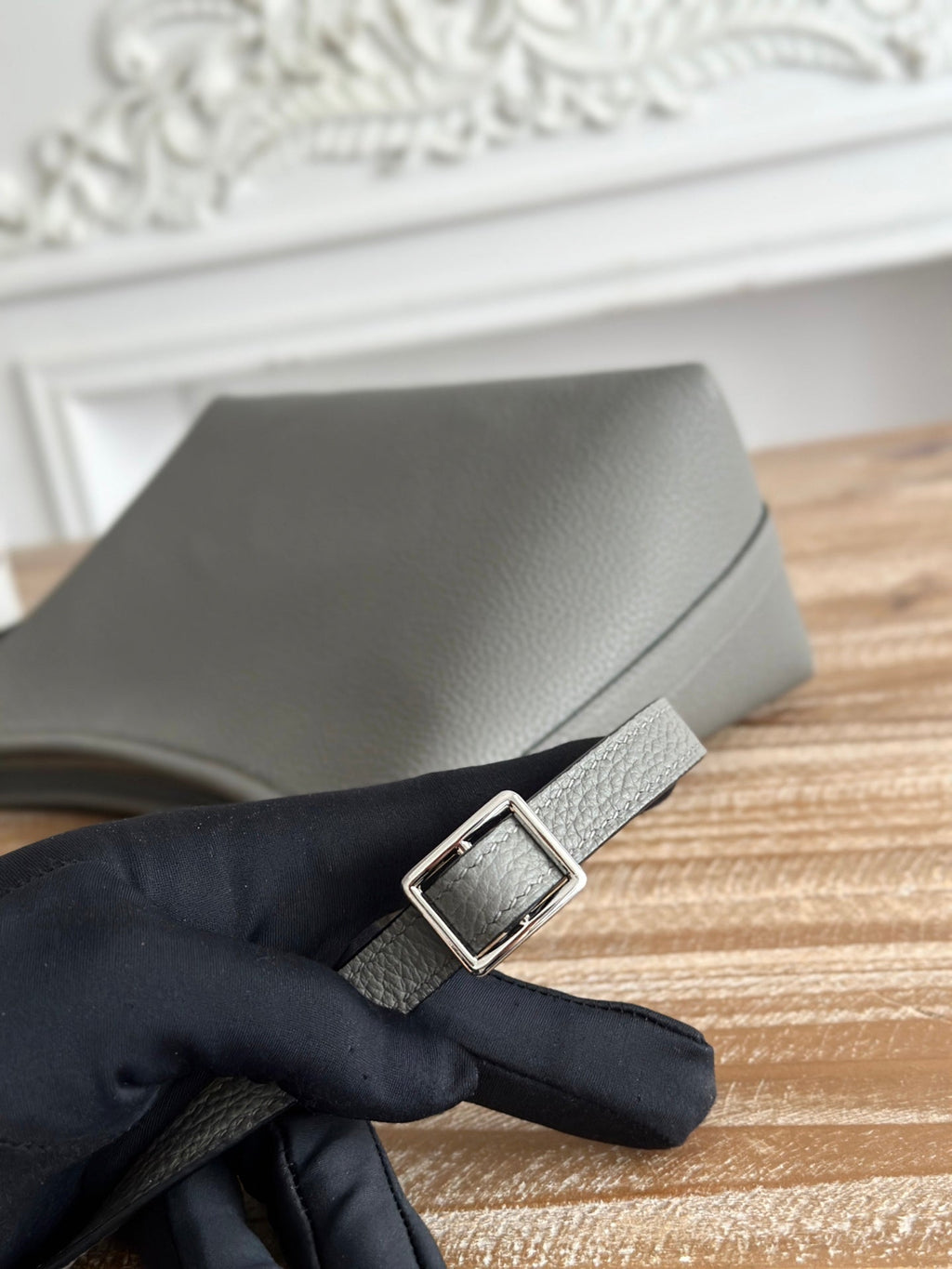 HM 25S BERLINGOT 24 CM IN DARK GRAY LAMBSKIN