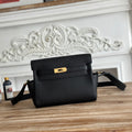 HM 25S KELLY MESSENGER 25 CM IN BLACK TOGO WITH GOLD HARDWARE