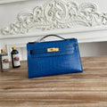 HM 26S KELLY MINI 22CM IN DARK BLUE CROC EMBOSSED CALFSKIN GOLD KELLY BUCKLE
