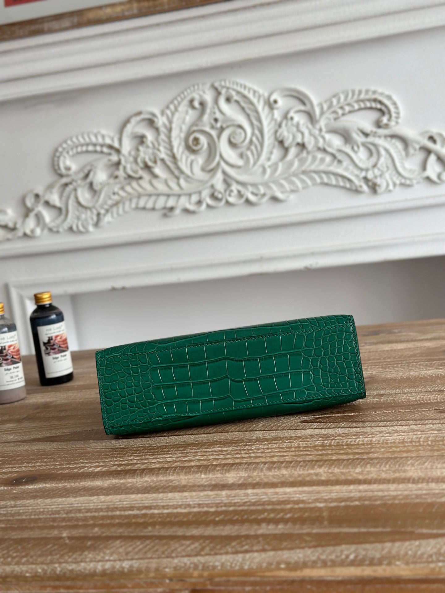 HM 26S KELLY MINI 22CM IN DARK GREEN CROC EMBOSSED CALFSKIN GOLD KELLY BUCKLE