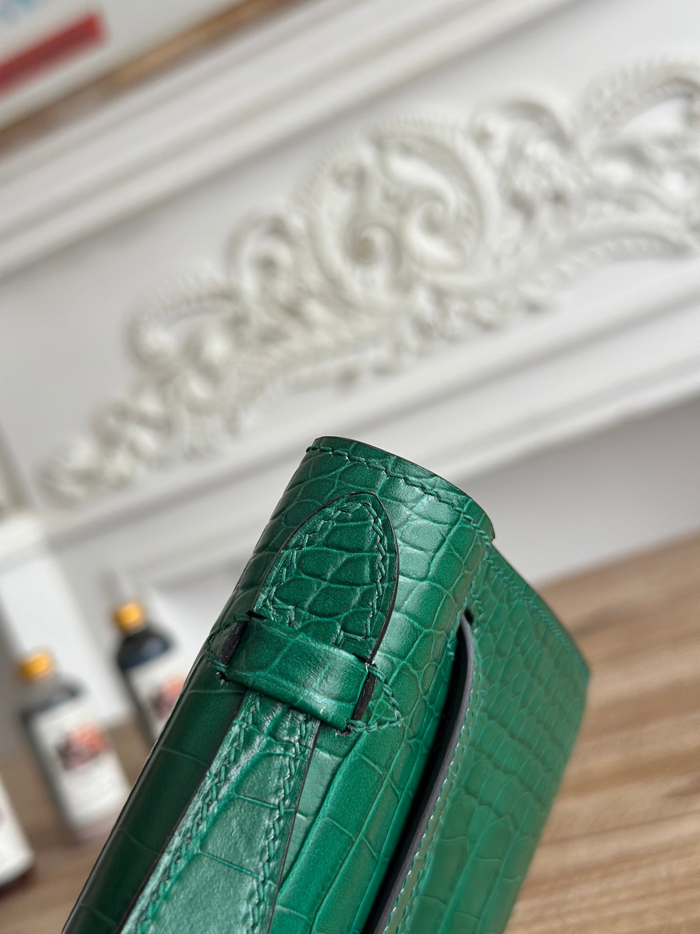 HM 26S KELLY MINI 22CM IN DARK GREEN CROC EMBOSSED CALFSKIN GOLD KELLY BUCKLE