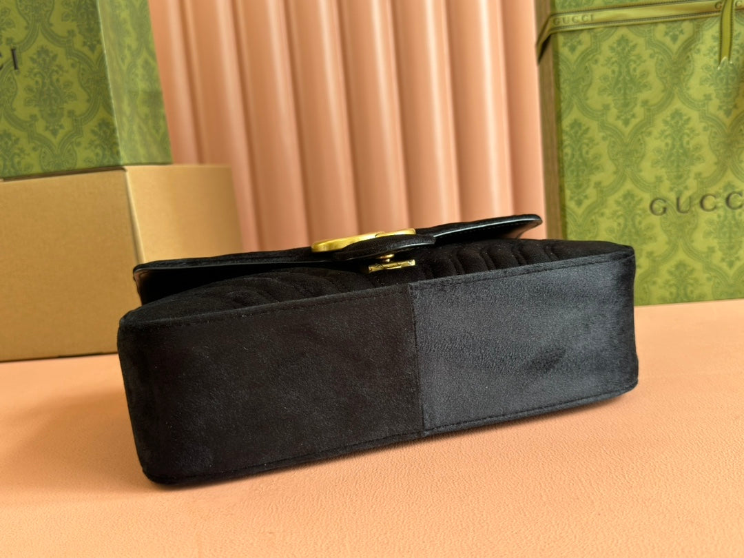 GUCCI 26S GG MARMONT MATELASSE 26 IN BLACK VELVET