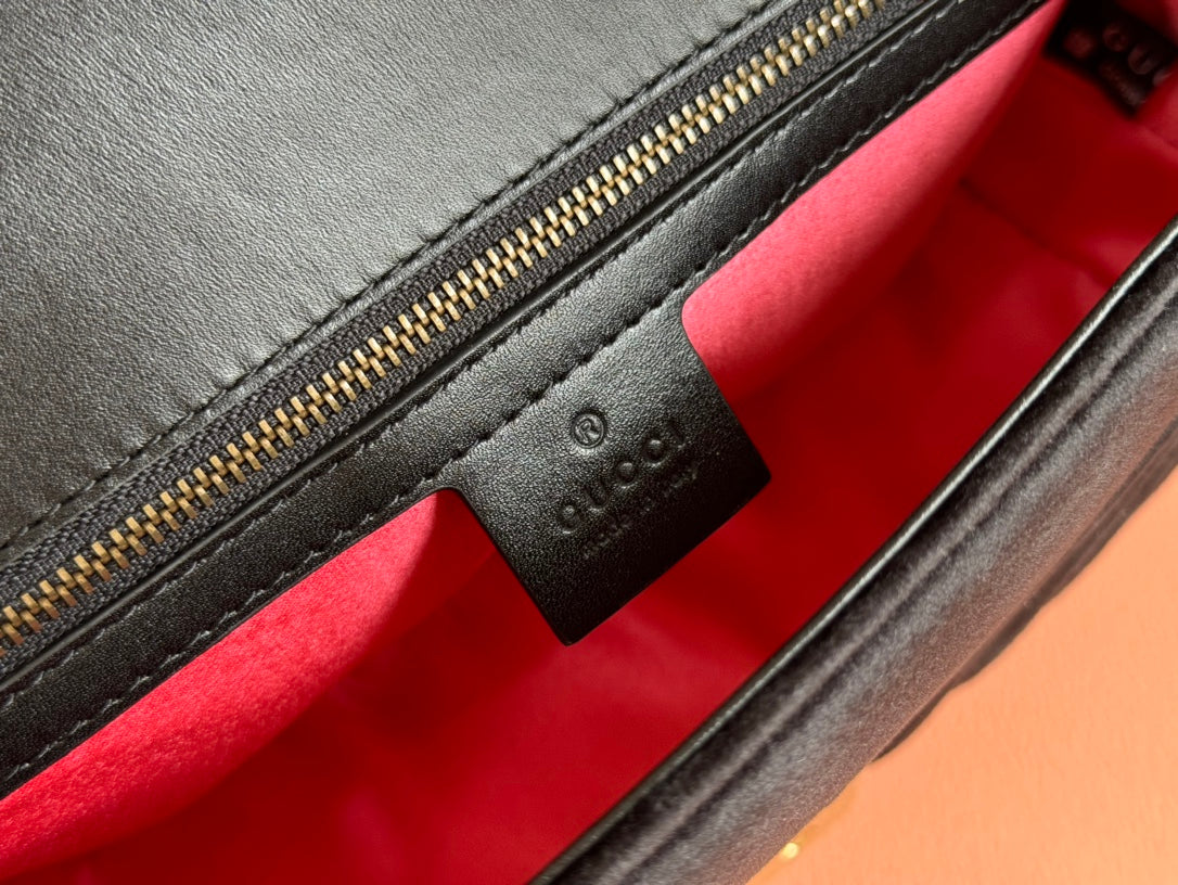 GUCCI 26S GG MARMONT MATELASSE 26 IN BLACK VELVET
