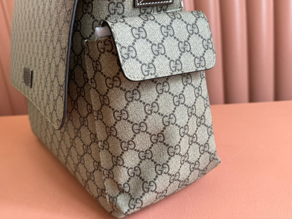 GUCCI SUPREME BAG 44 IN BROWN MONOGRAM CANVAS WITH LEATHER TRIM