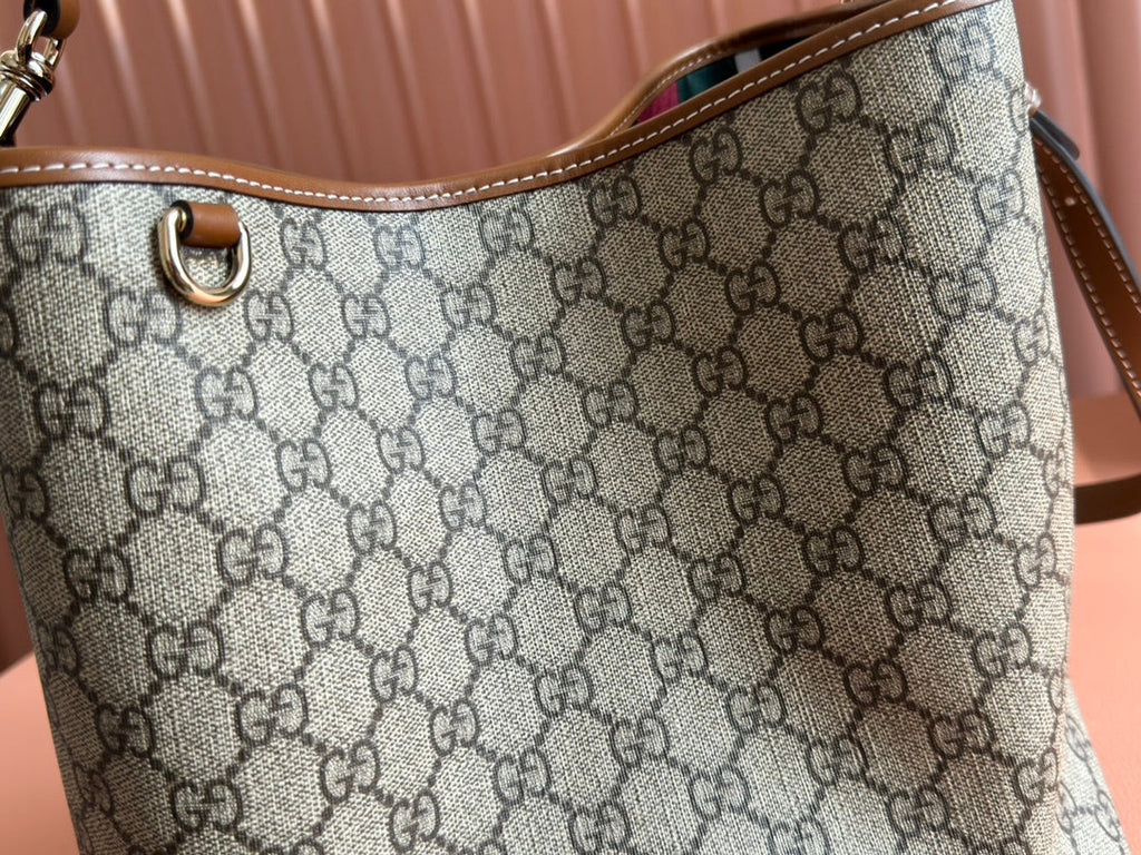 GUCCI EMBLEM BAG 25 IN BEIGE AND BROWN CANVAS