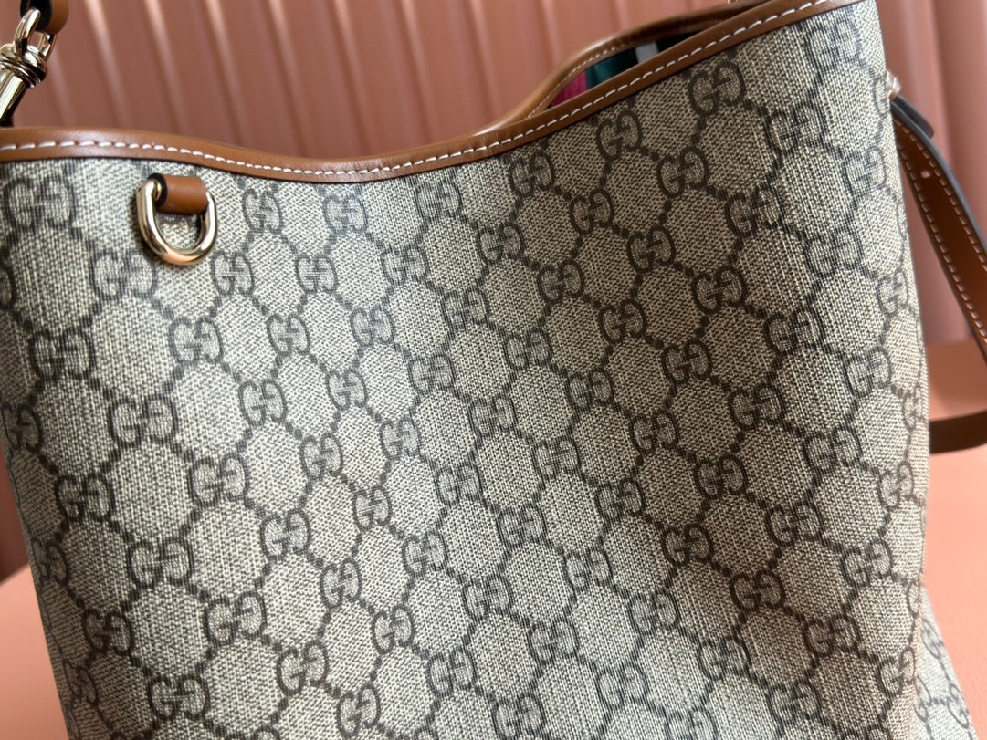 GUCCI EMBLEM BAG 25 IN BEIGE AND BROWN CANVAS