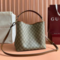 GUCCI EMBLEM BAG 25 IN BEIGE AND BROWN CANVAS