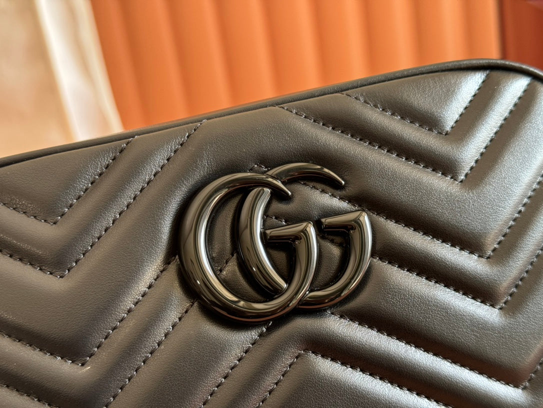 GG Marmont Small 24 in Black Calfskin and Hardware