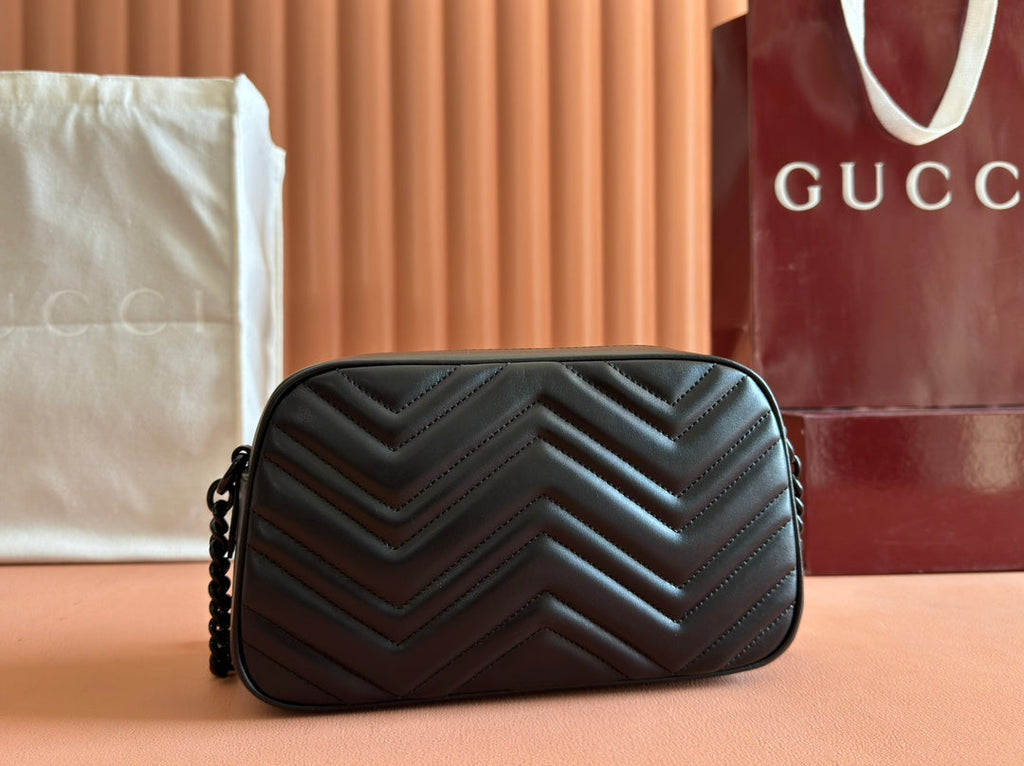 GG Marmont Small 24 in Black Calfskin and Hardware