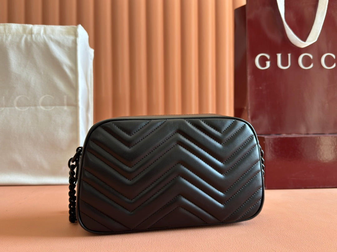 GG Marmont Small 24 in Black Calfskin and Hardware