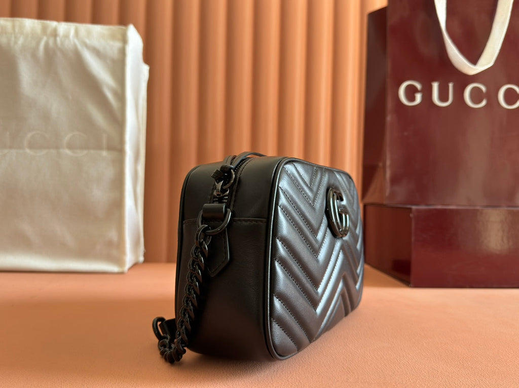 GG Marmont Small 24 in Black Calfskin and Hardware