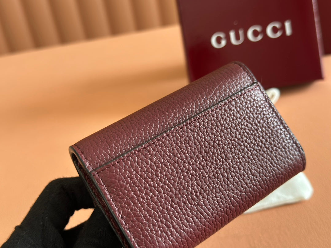 SOFTBIT CARD CASE 10.5 IN ROSSO ANCORA RED GRAINY CALFSKIN GOLD HARDWARE