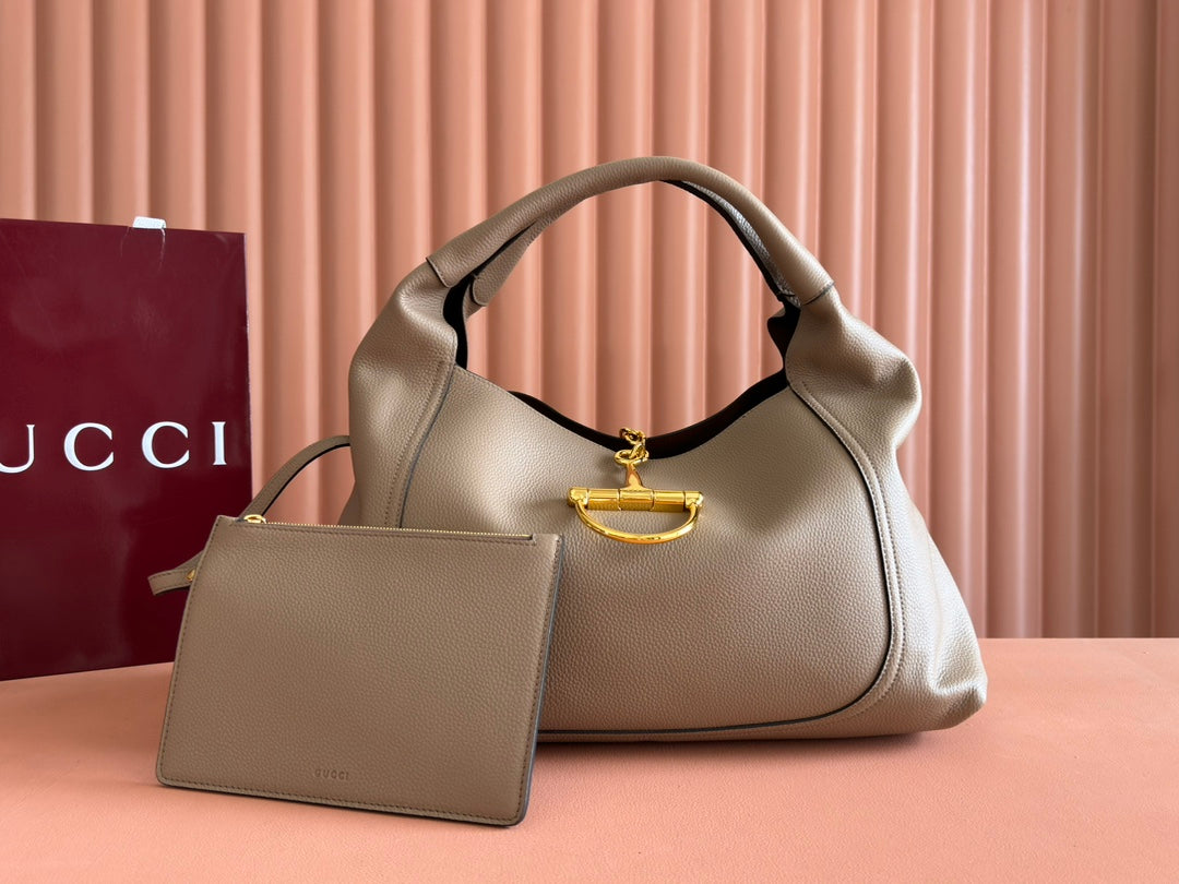 SOFTBIT MAXI SHOULDER BAG 46 IN TAUPE GRAINY LAMBSKIN