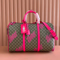 GUCCI CHROMA LARGE DUFFLE BAG 45 PINK IN GG MONOGRAM CANVAS