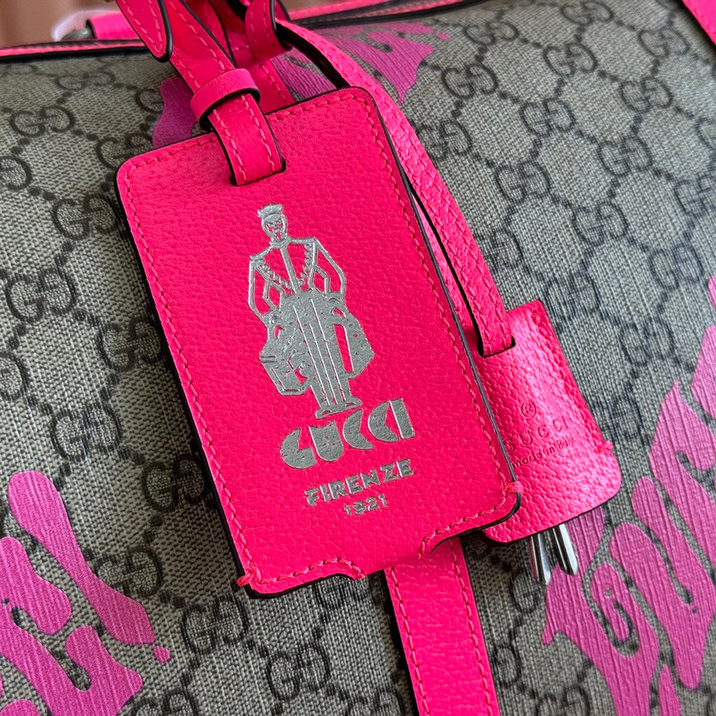 GUCCI CHROMA LARGE DUFFLE BAG 45 PINK IN GG MONOGRAM CANVAS