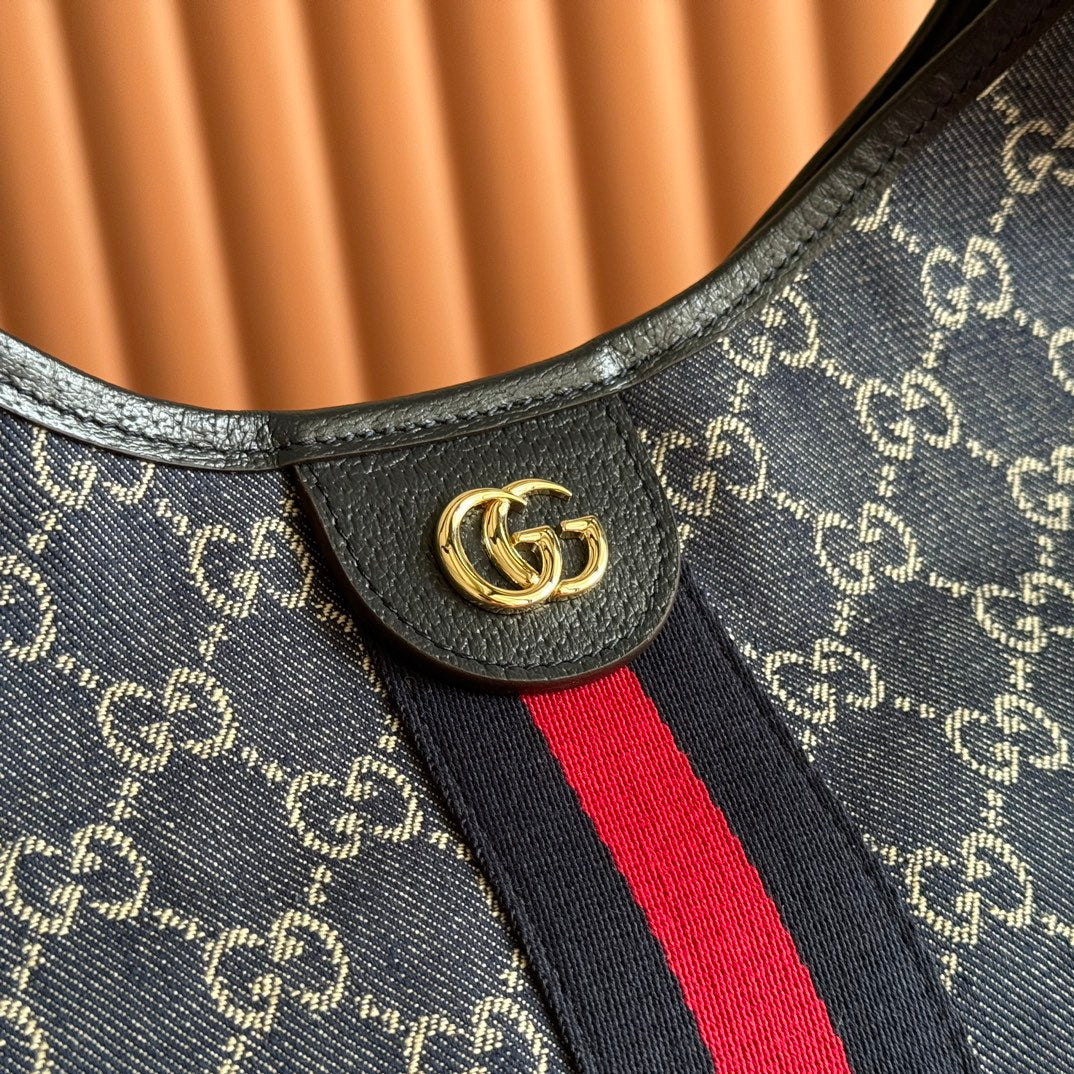 GUCCI GIGLIO LARGE TOTE BAG 60 IN BLUE AND WHITE GG DENIM
