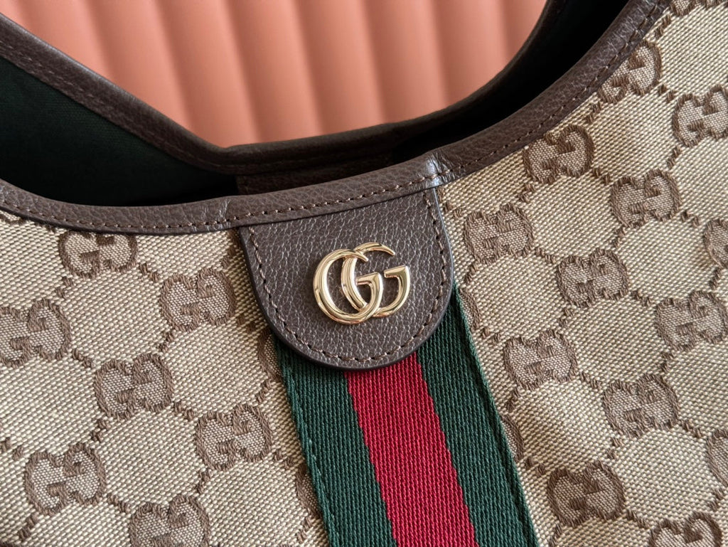 GUCCI GIGLIO LARGE TOTE BAG 60 IN BEIGE AND DARK BROWN GG CANVAS