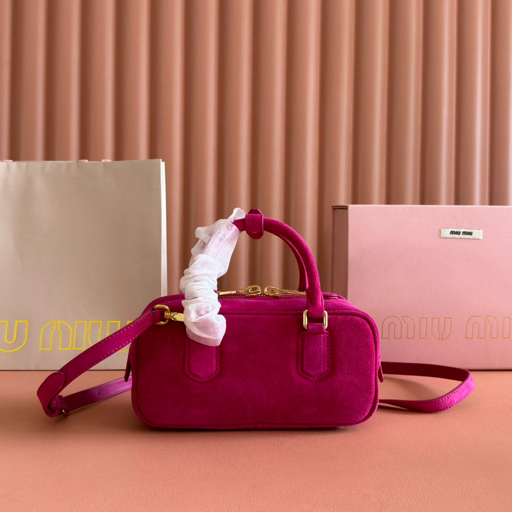 MIUMIU 26S ARCADIE BAG 22 IN DARK PPINK SUEDE