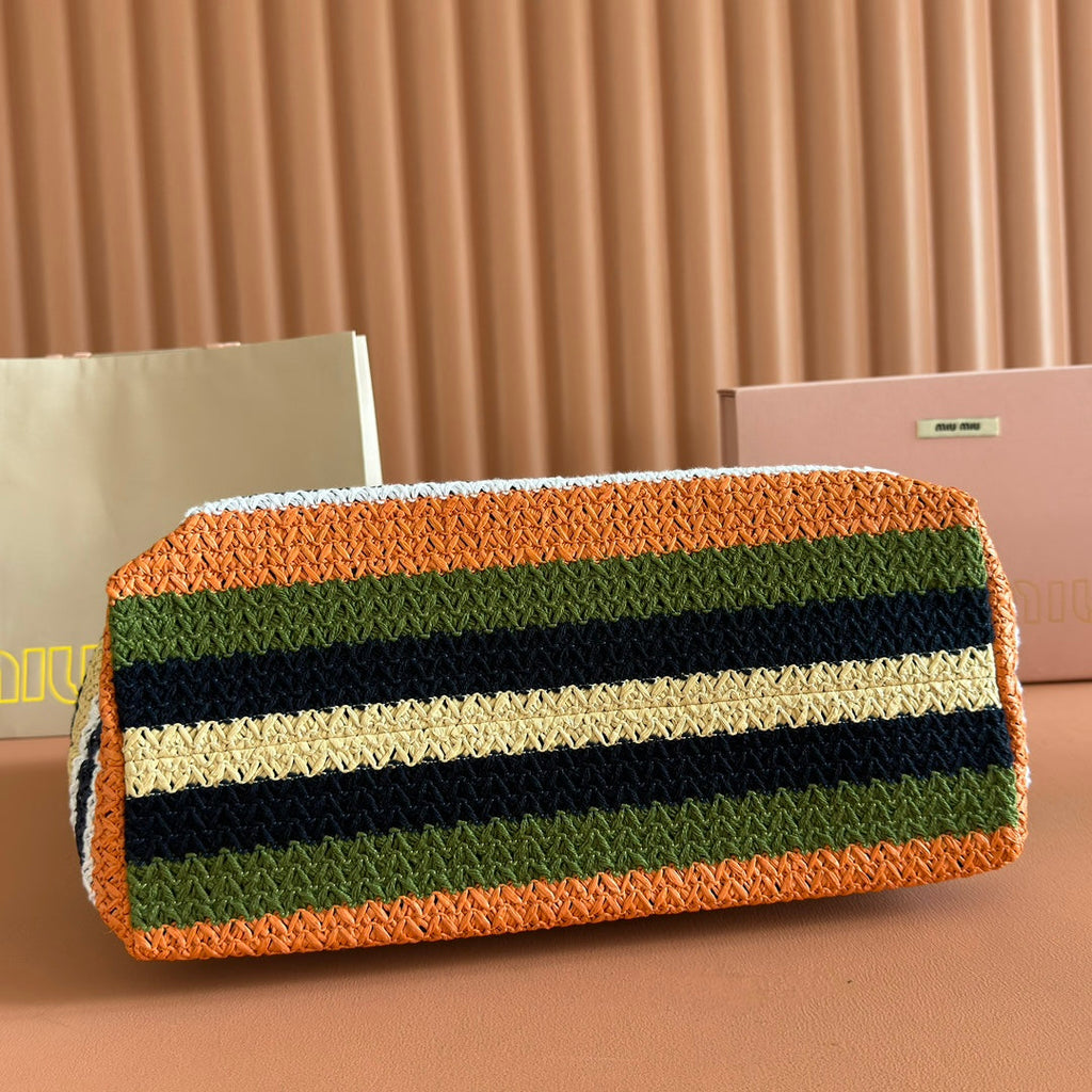 MIUMIU 26S TOTE BAG 40 IN MULTICOLOR WOVEN RAFFIA