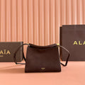ALAIA 26S LE CLICK SHOULDER BAG 20 IN DARK BROWN GRAINED CALFSKIN