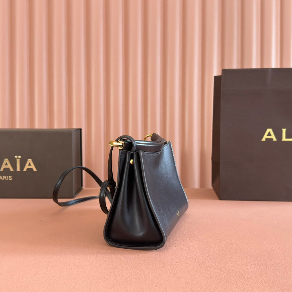 ALAIA 26S LE CLICK SHOULDER BAG 20 IN DARK BROWN CALFSKIN