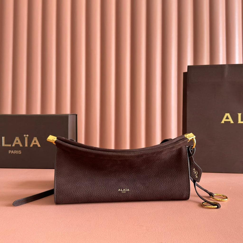 ALAIA 26S LE CLICK BAG 25 IN DARK BROWN GRAINED CALFSKIN