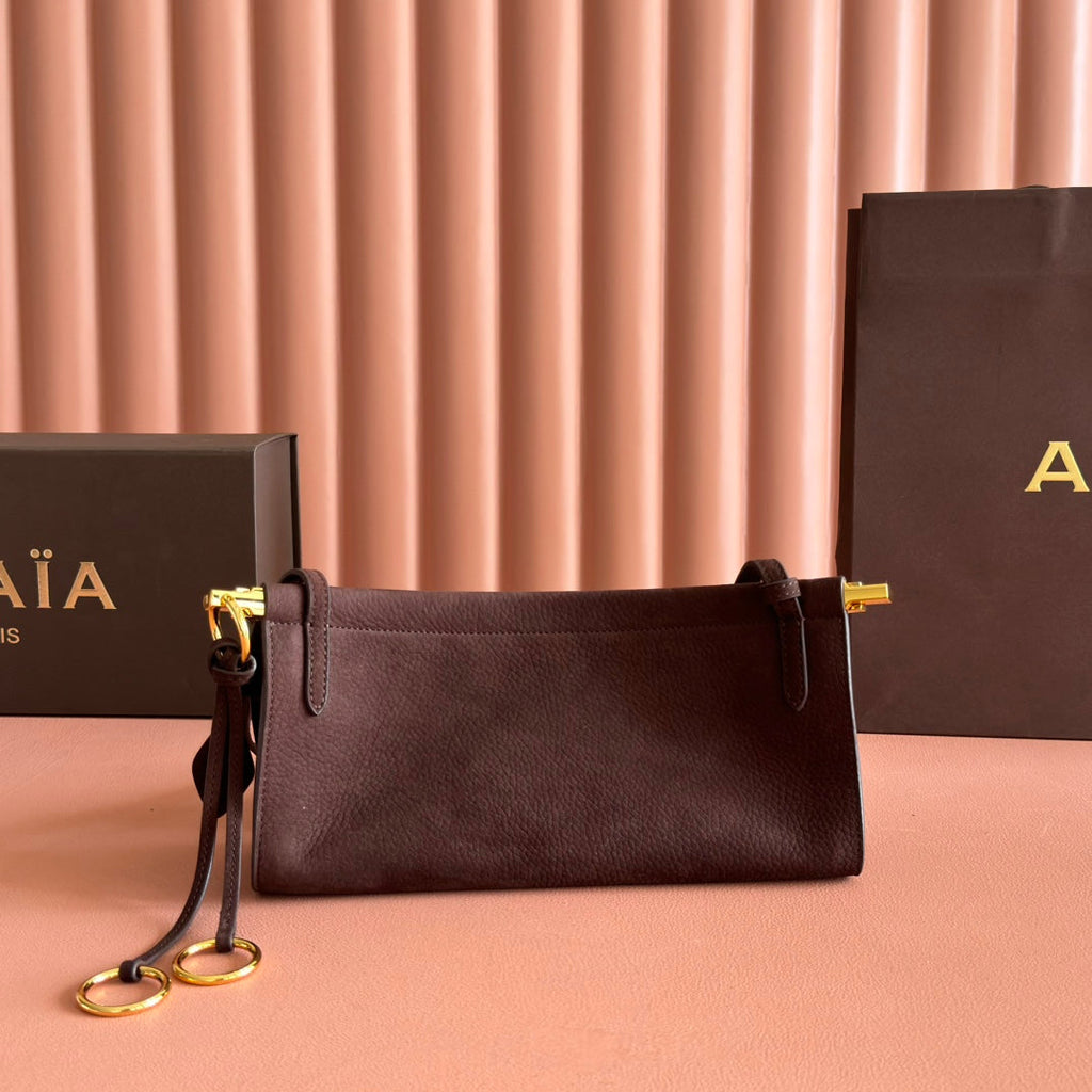ALAIA 26S LE CLICK BAG 25 IN DARK BROWN GRAINED CALFSKIN