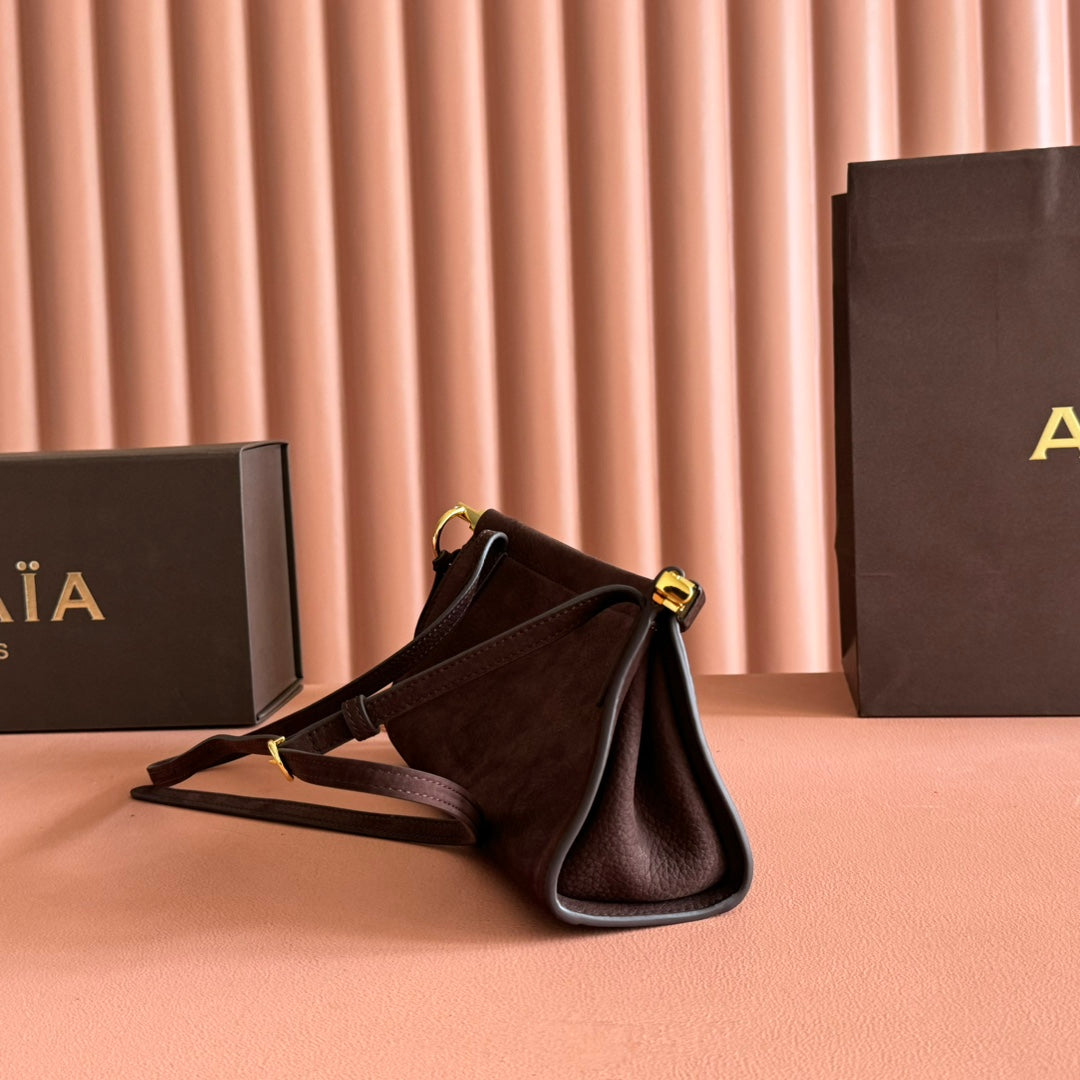 ALAIA 26S LE CLICK BAG 25 IN DARK BROWN GRAINED CALFSKIN