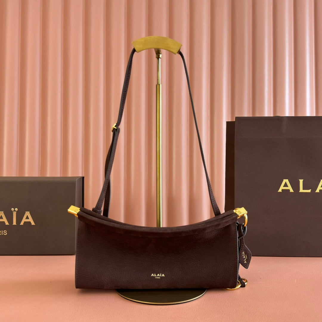 ALAIA 26S LE CLICK BAG 25 IN DARK BROWN GRAINED CALFSKIN