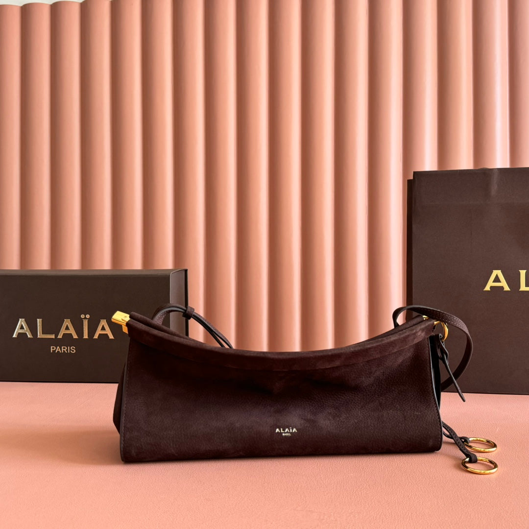 ALAIA 26S LE CLICK BAG 30 IN DARK BROWN GRAINED CALFSKIN