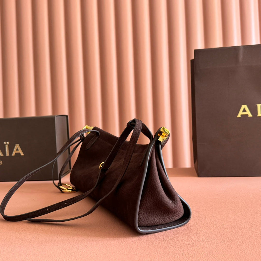 ALAIA 26S LE CLICK BAG 30 IN DARK BROWN GRAINED CALFSKIN