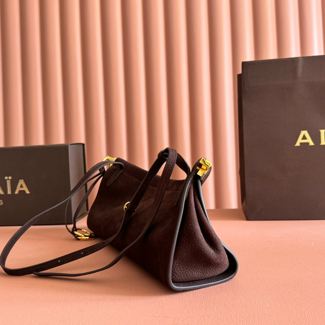 ALAIA 26S LE CLICK BAG 30 IN DARK BROWN GRAINED CALFSKIN