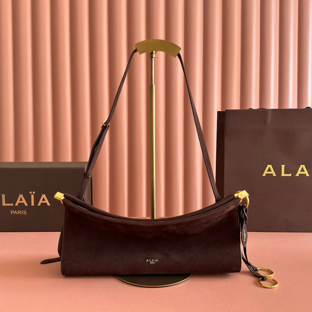 ALAIA 26S LE CLICK BAG 30 IN DARK BROWN GRAINED CALFSKIN