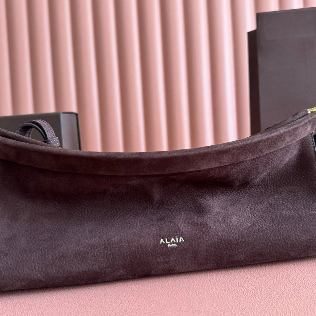 ALAIA 26S LE CLICK BAG 30 IN DARK BROWN GRAINED CALFSKIN
