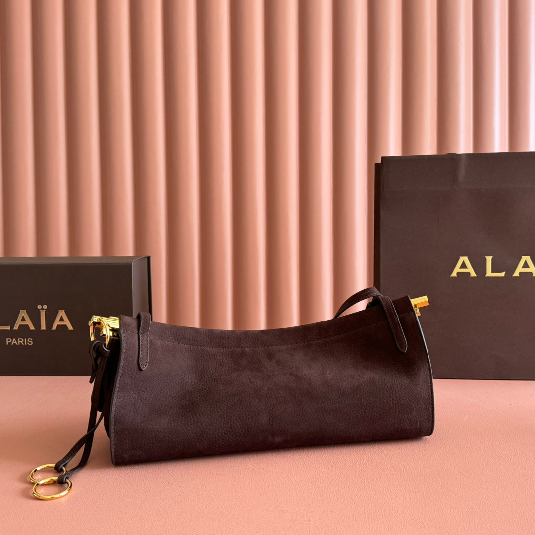ALAIA 26S LE CLICK BAG 30 IN DARK BROWN GRAINED CALFSKIN