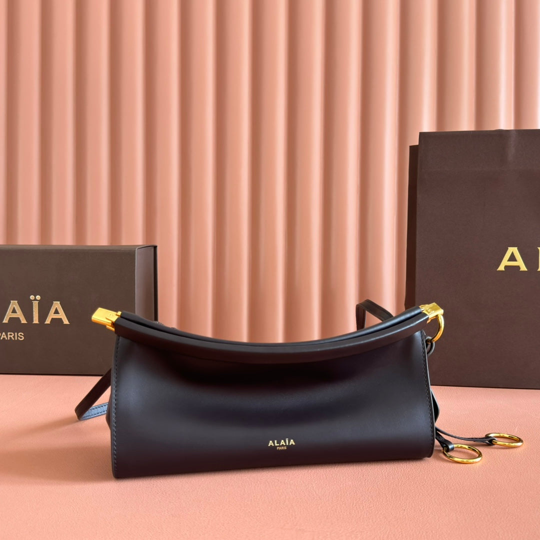 ALAIA 26S LE CLICK BAG 25 IN BROWN NEAR BLACK CALFSKIN